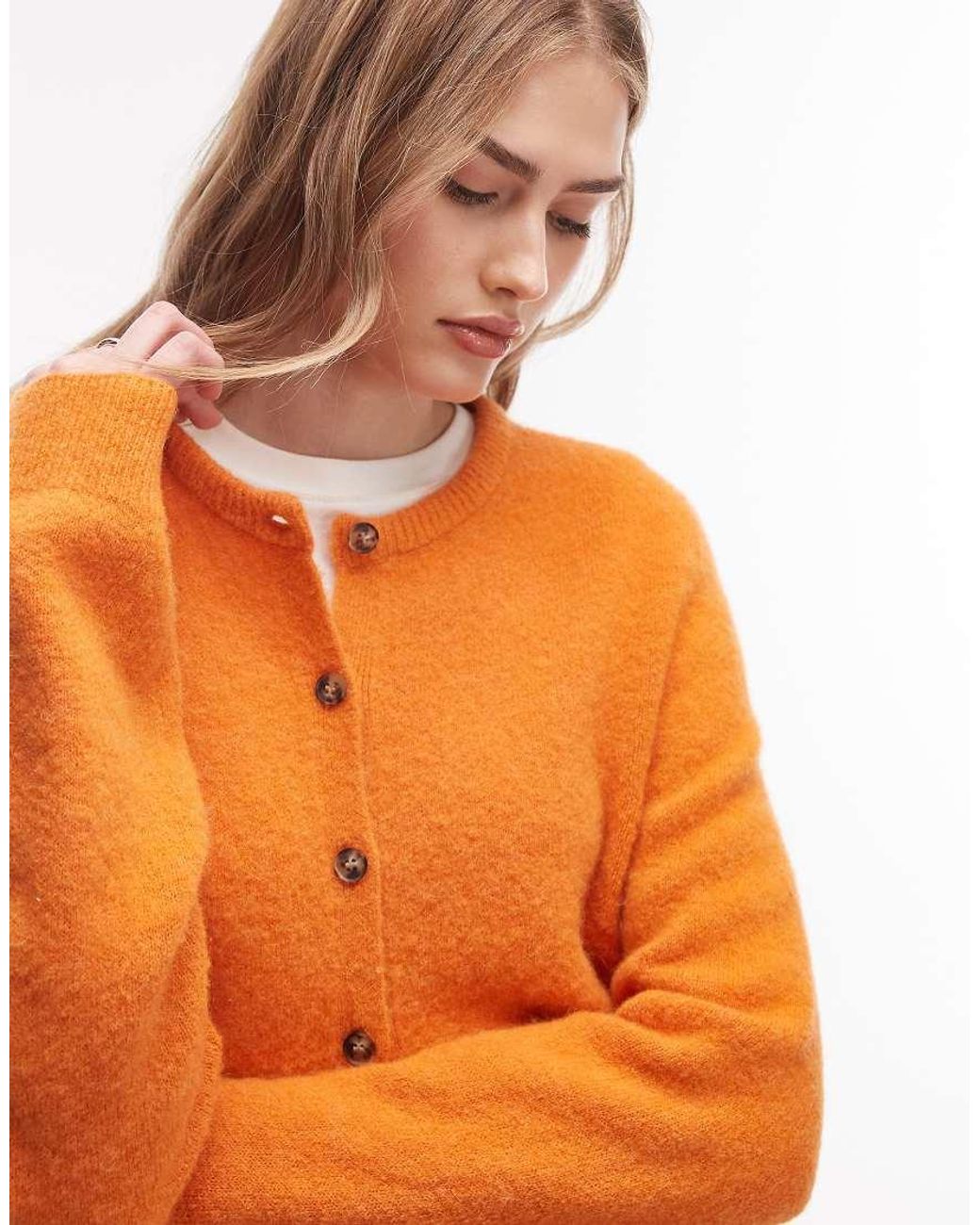 & Other Stories Orange Wool And Alpaca Blend Crew Neck Jumper