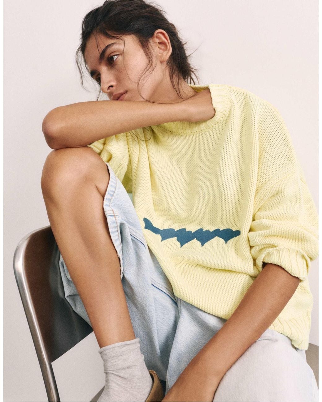 Pull&Bear Yellow Oversize-pullover mit herz