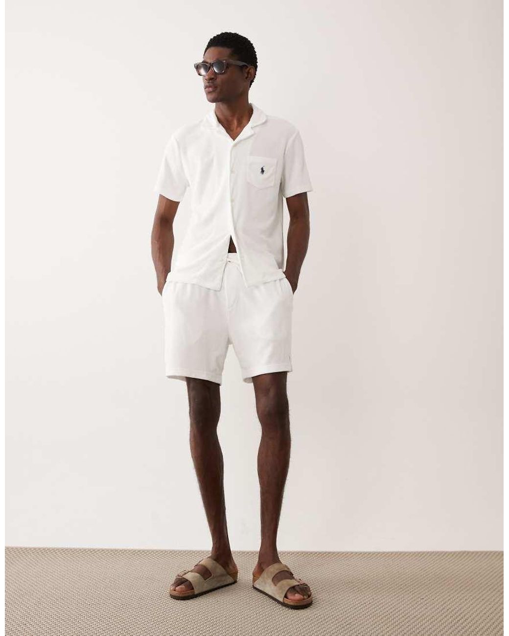 Polo Ralph Lauren White Icon Logo Co-ord Terry Cloth Shorts for men