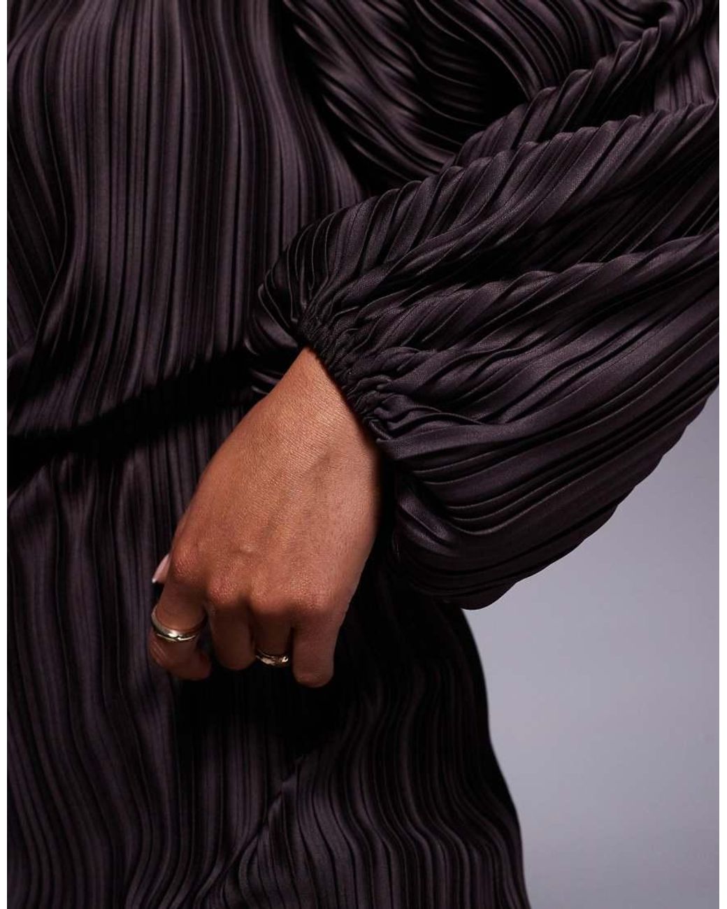 ASOS Purple Plisse Blouson Sleeve And Waist Mini Dress