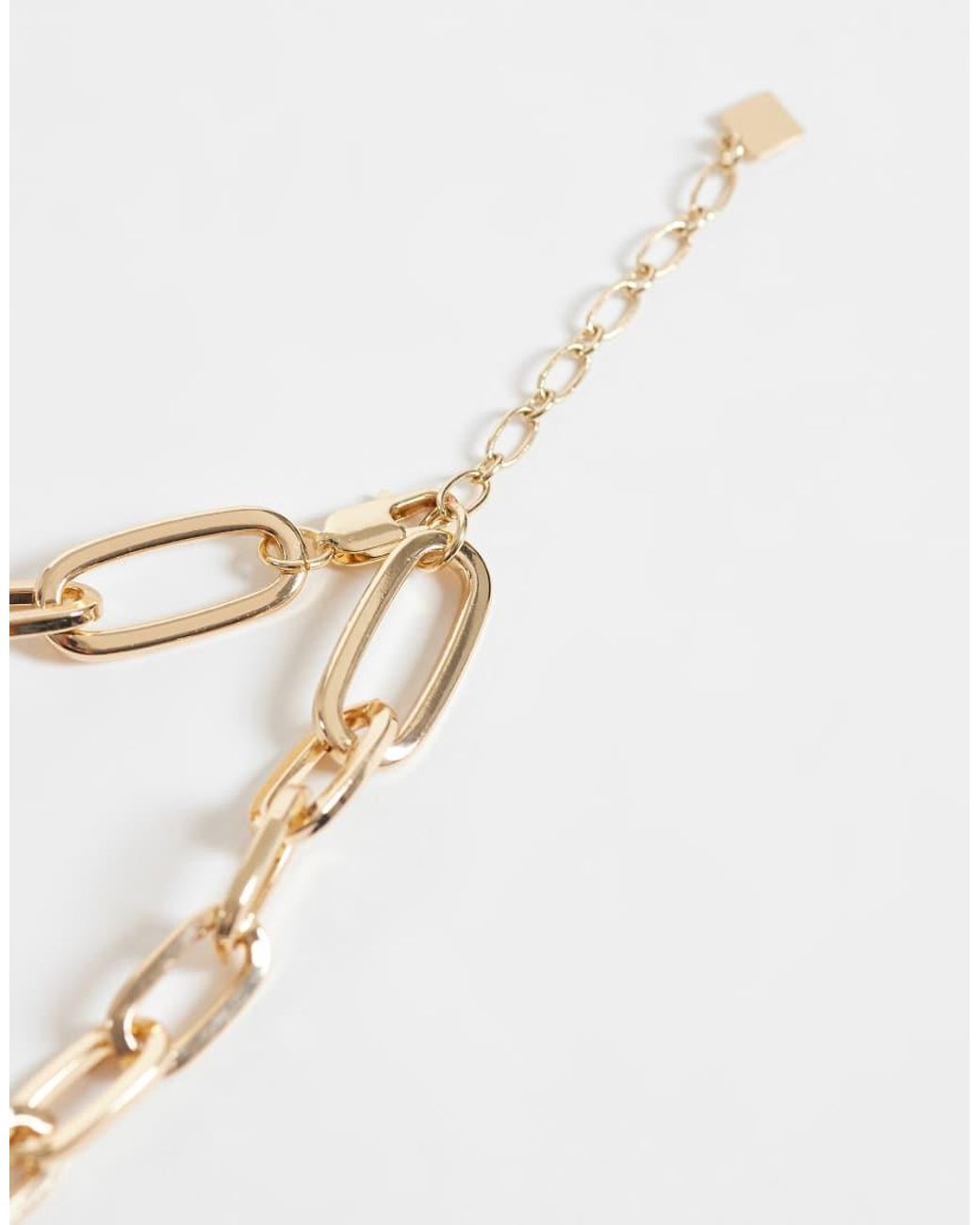 ASOS Metallic Statement Necklace With Squared-Off Chain Links