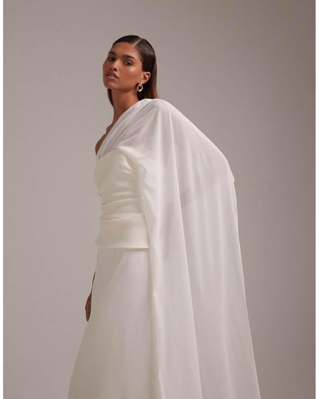 ASOS White Cape Detail Maxi Wedding Dress