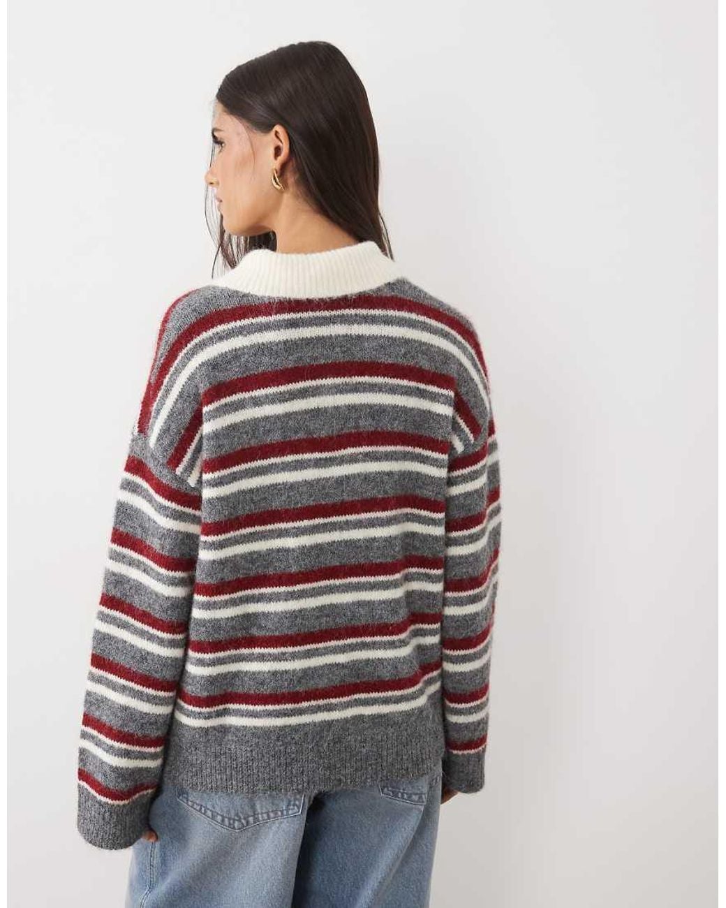 The Frolic Gray Exclusive Collared Knitted Long Sleeve Rugby Jumper