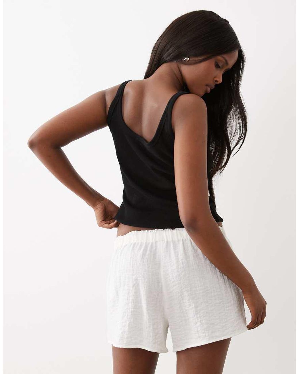 Gina Tricot White Pull On Lightweight Drawstring Shorts