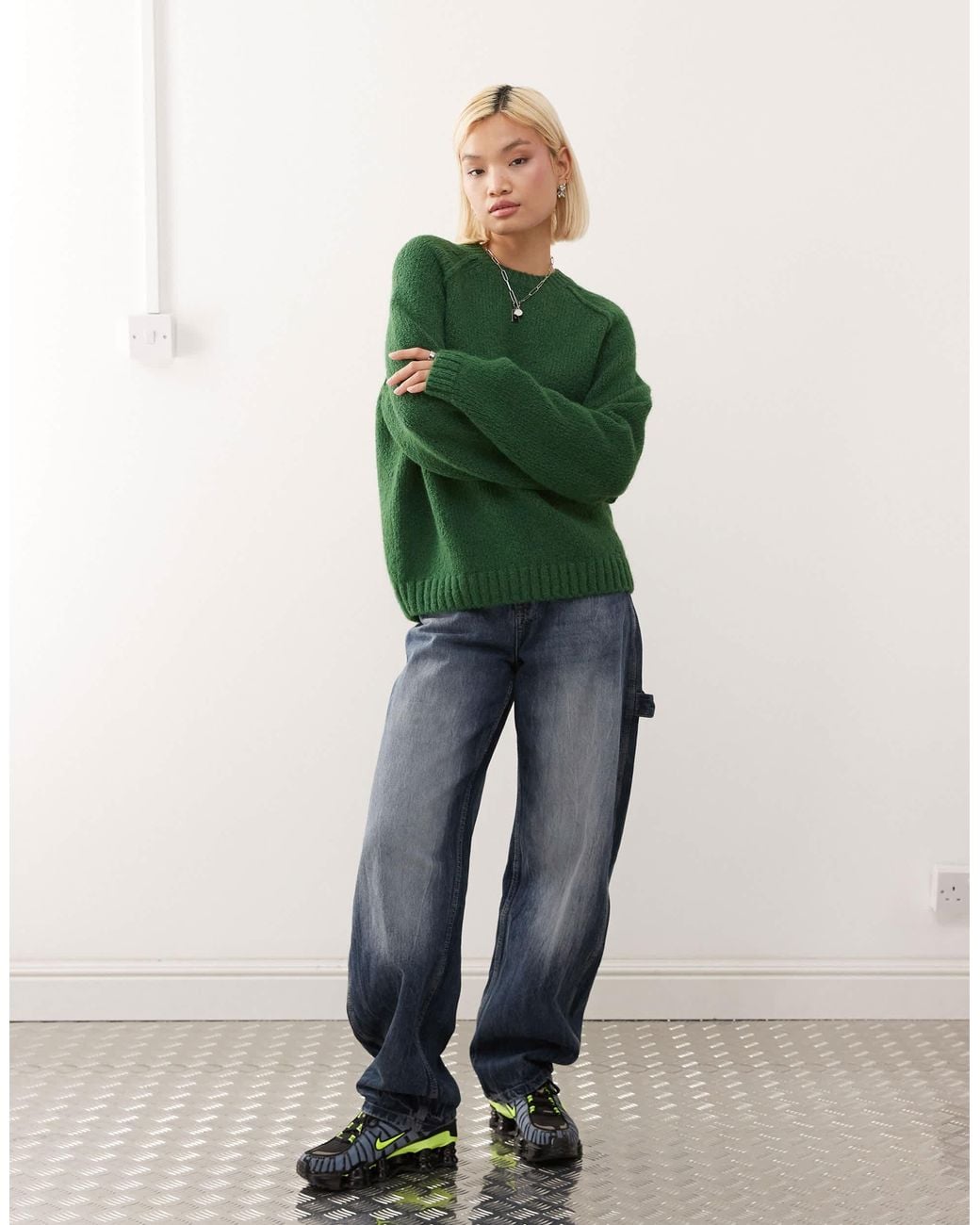 Weekday Green Oversized Jumper