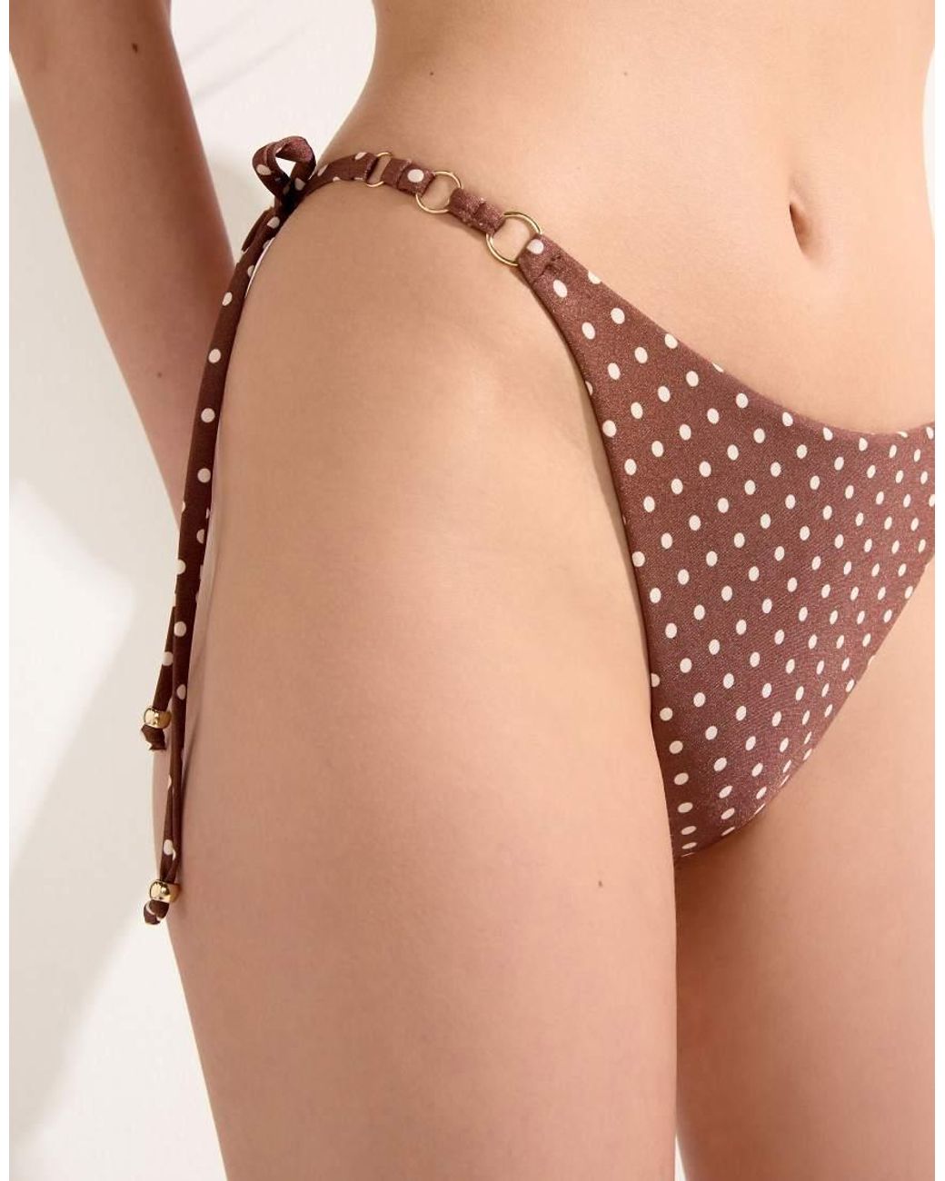 Calzedonia Natural Polka Dot Side-Tie Bikini Bottom