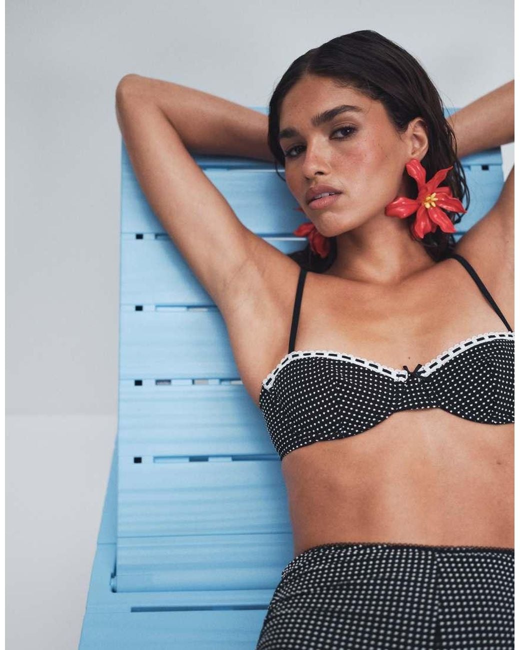 ASOS Black Lottie Spot Balconette Underwire Bikini Top