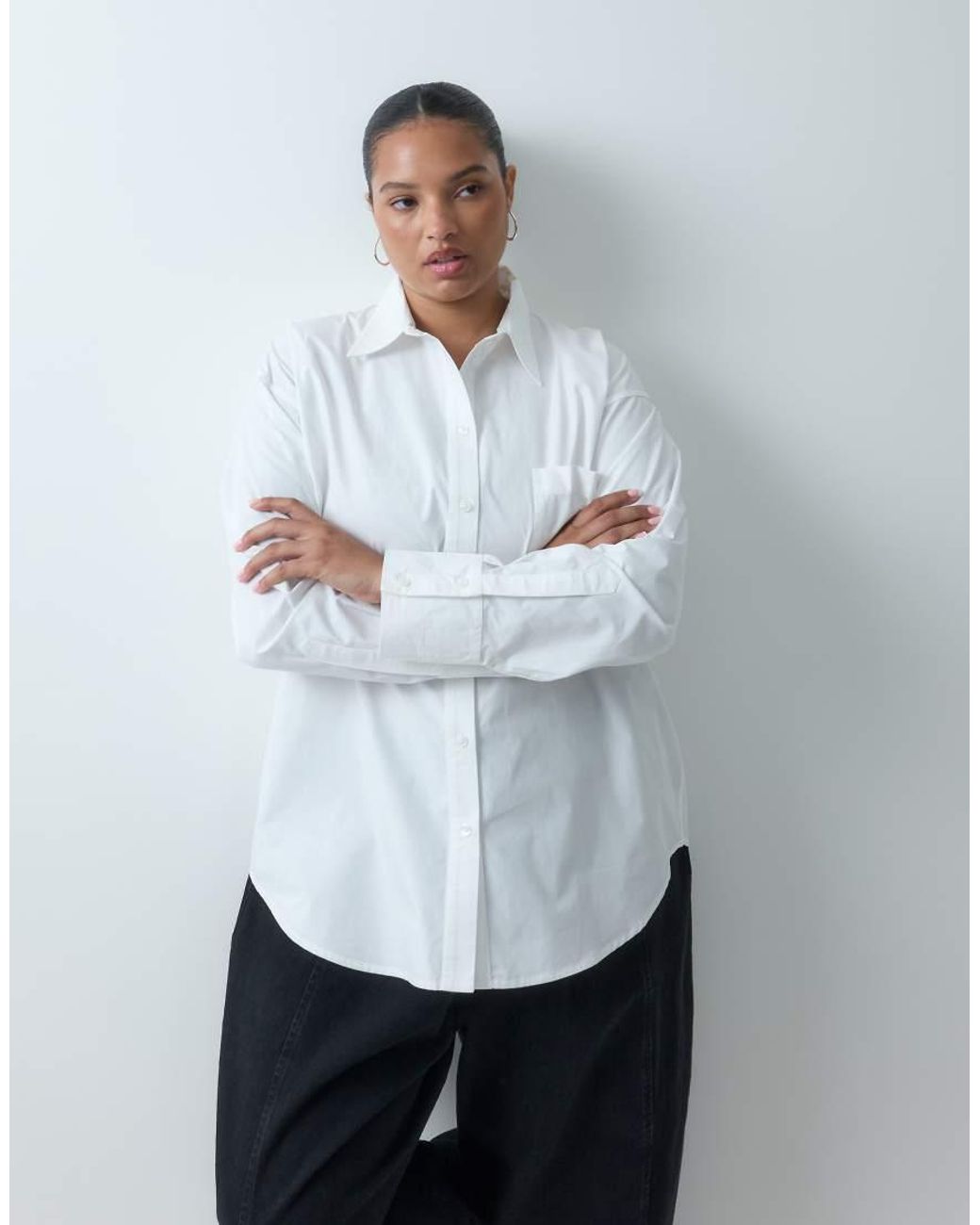 ASOS White Asos Design Curve Classic Cotton Shirt