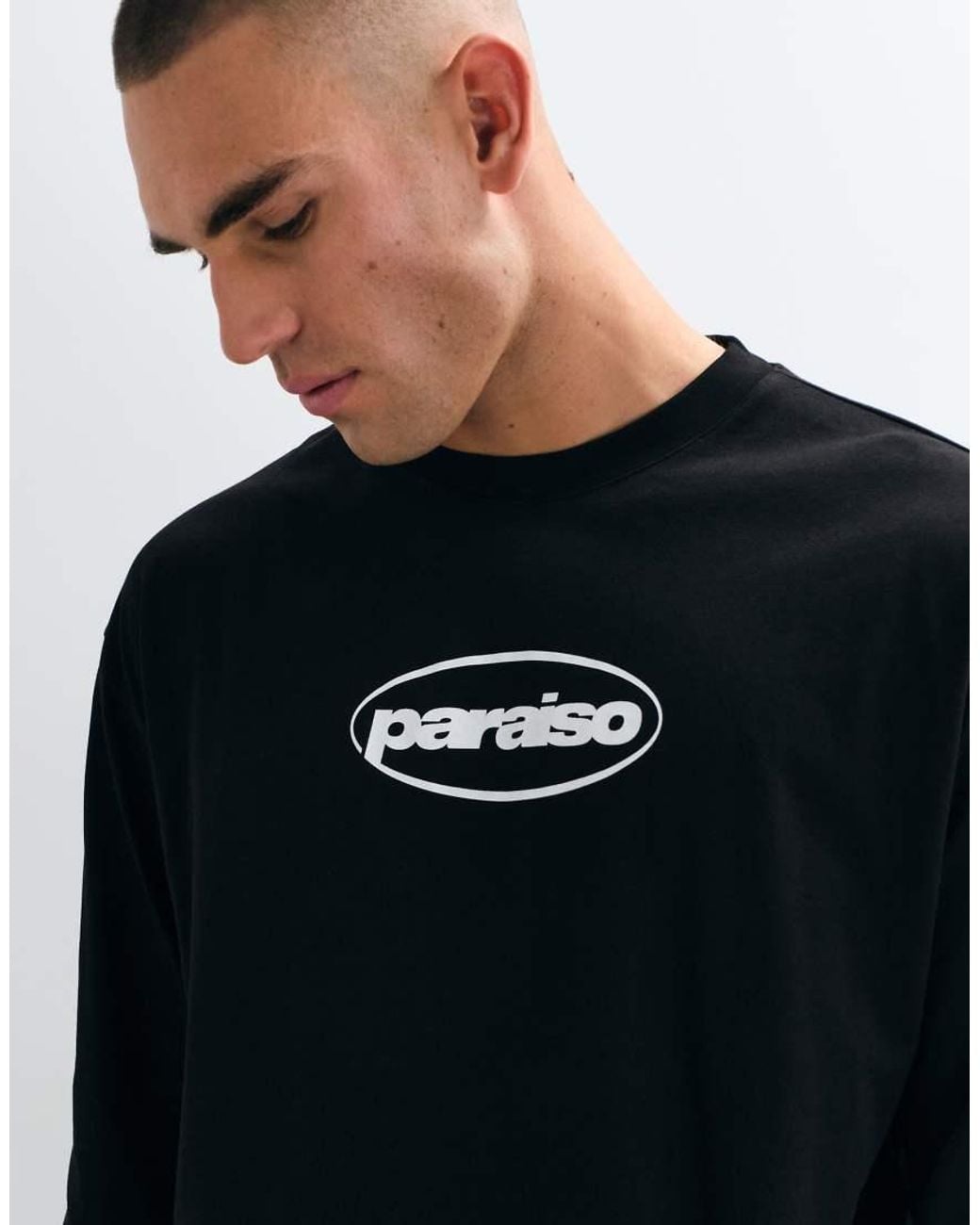 ASOS Black Boxy Oversized Long Sleeve T-shirt With Chest Graphic for men