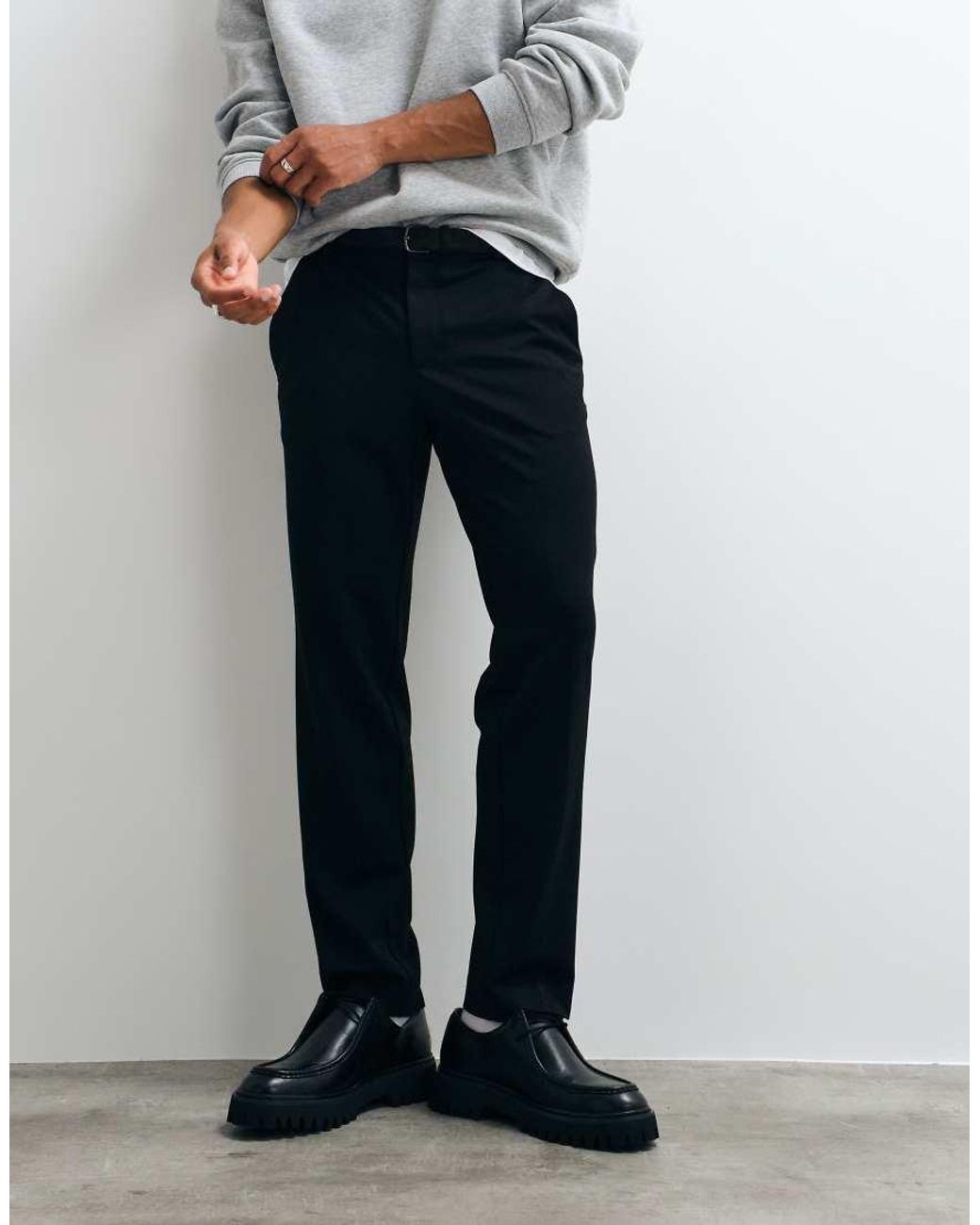Jack & Jones Gray Slim Fit Smart Trousers for men