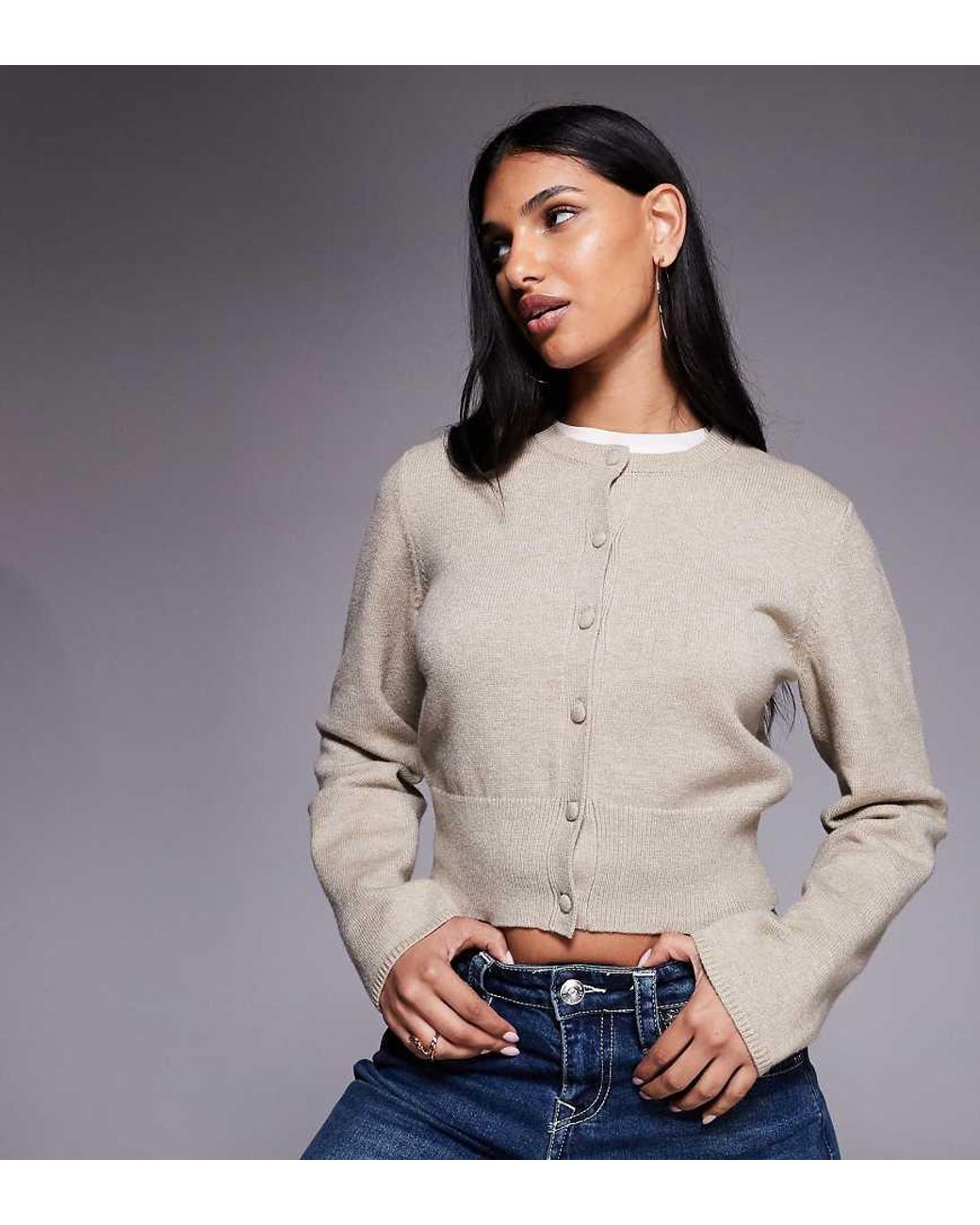 The Frolic Gray Exclusive Ribbed Structured Waist Button Through Cardigan