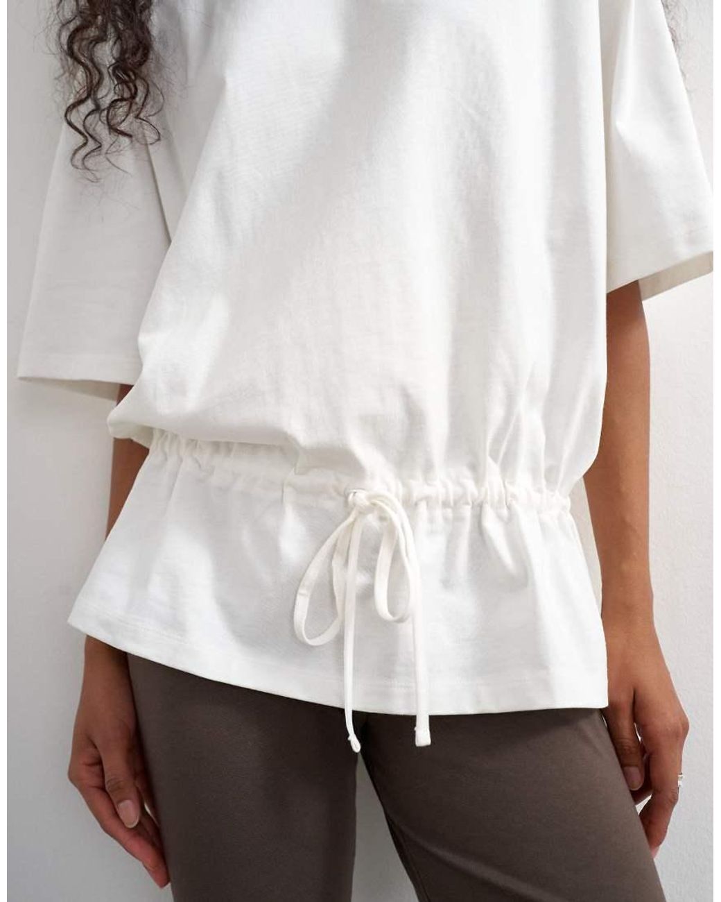 TOPSHOP White Tie Waist Tee