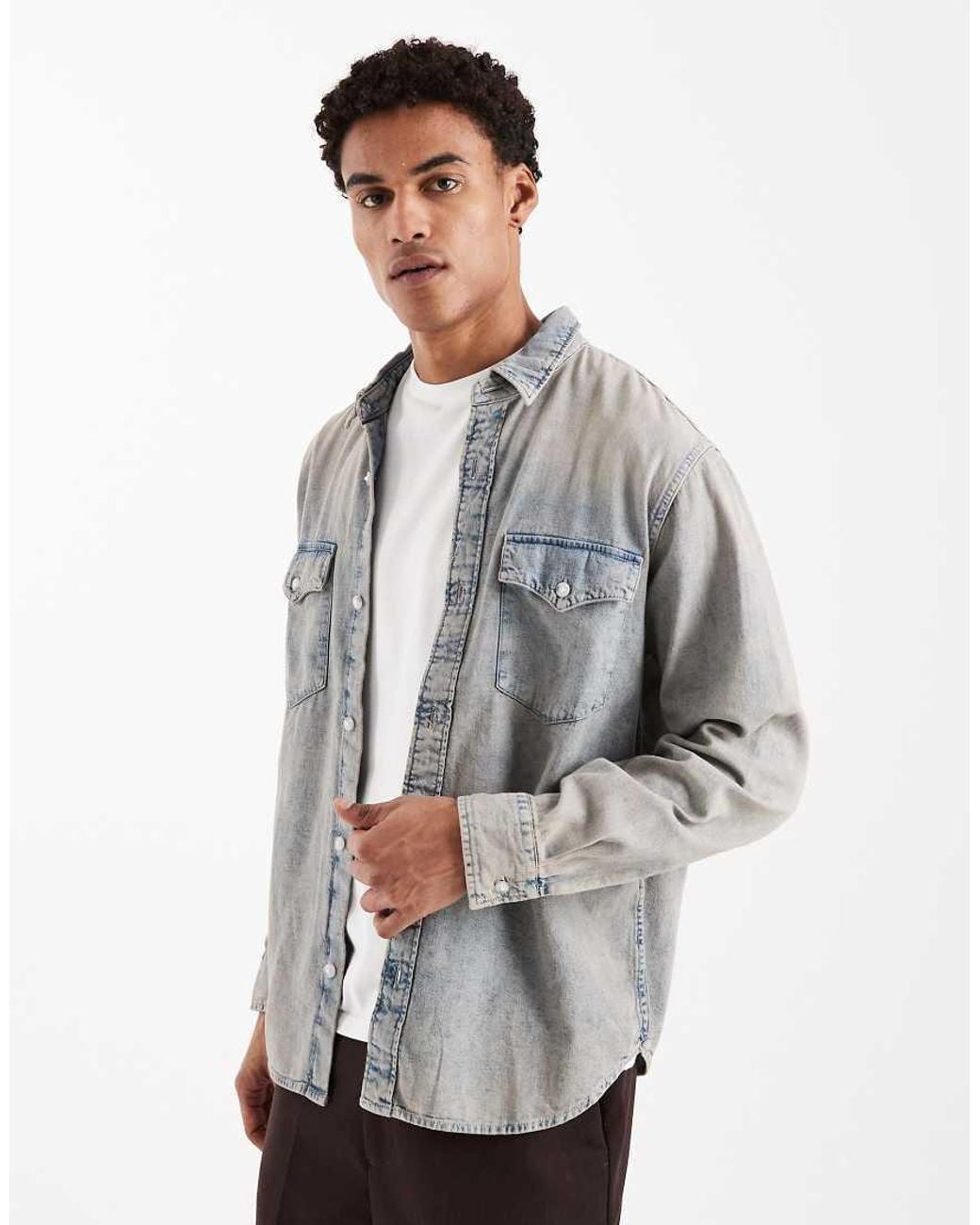 Levi's Gray Relaxed Denim Western Shirt for men