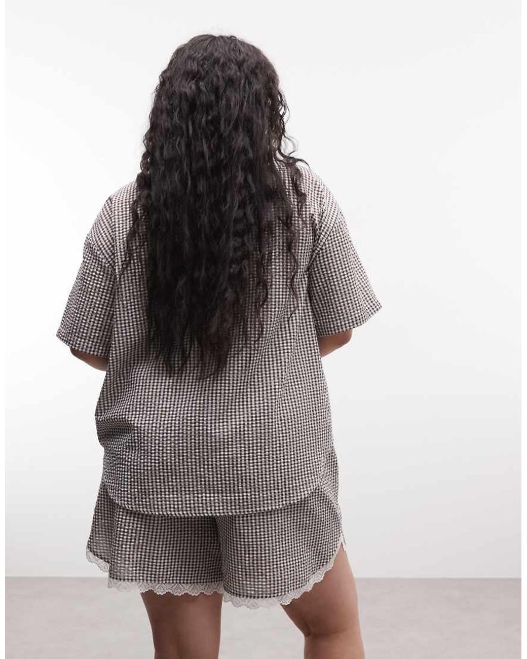 Noisy May Brown Seersucker Short Sleeve Boxy Shirt Co-ord