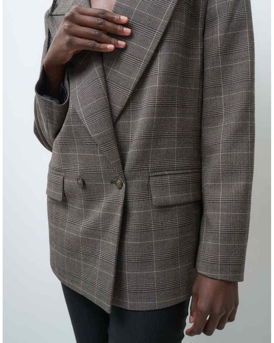 ASOS Gray Tailored Power Shoulder Double Breasted Blazer