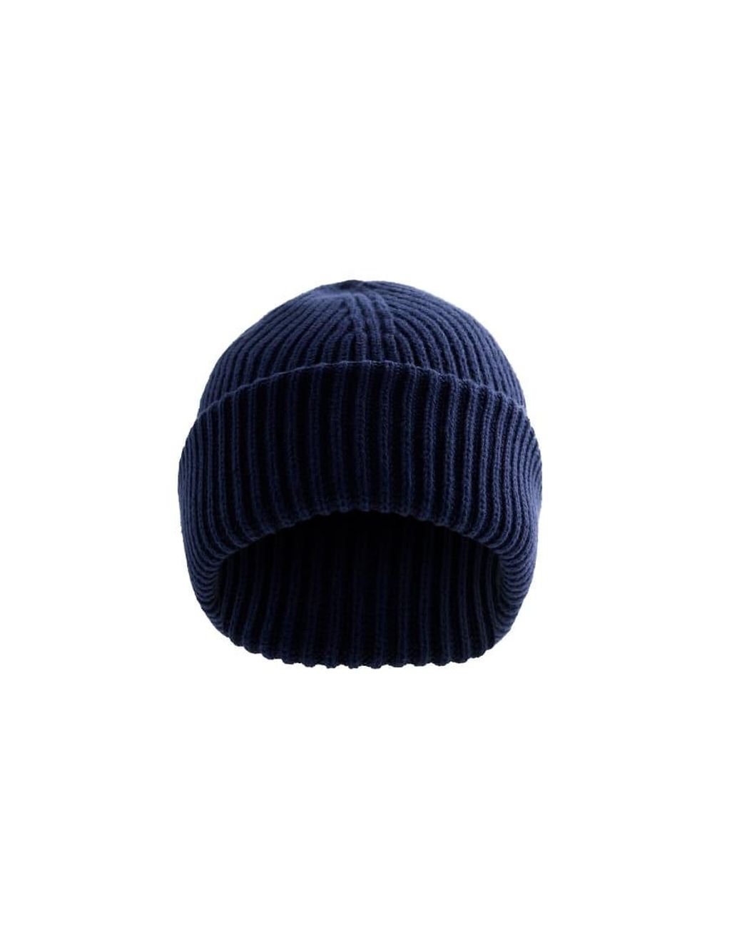 Oysho Blue 100% Cotton Ribbed Beanie