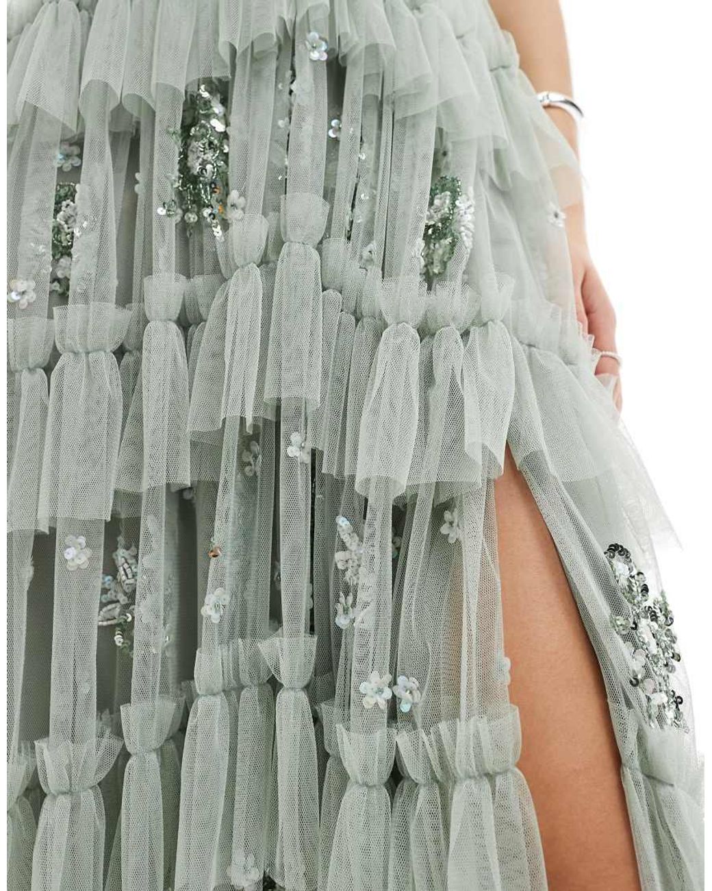 Maya Blue Embellished Sleeveless Maxi Dress