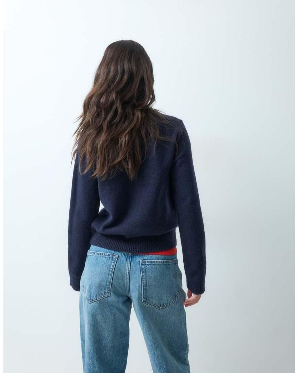 ASOS Blue Wool Blend Neat Fit Jumper