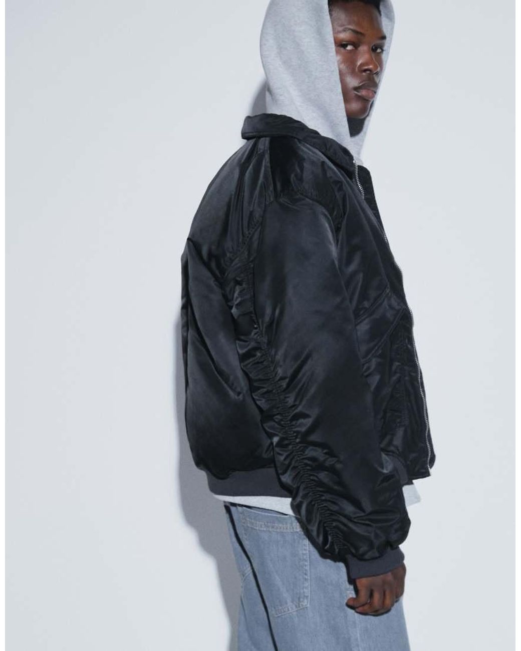 ASOS Blue Oversized Bomber Jacket for men
