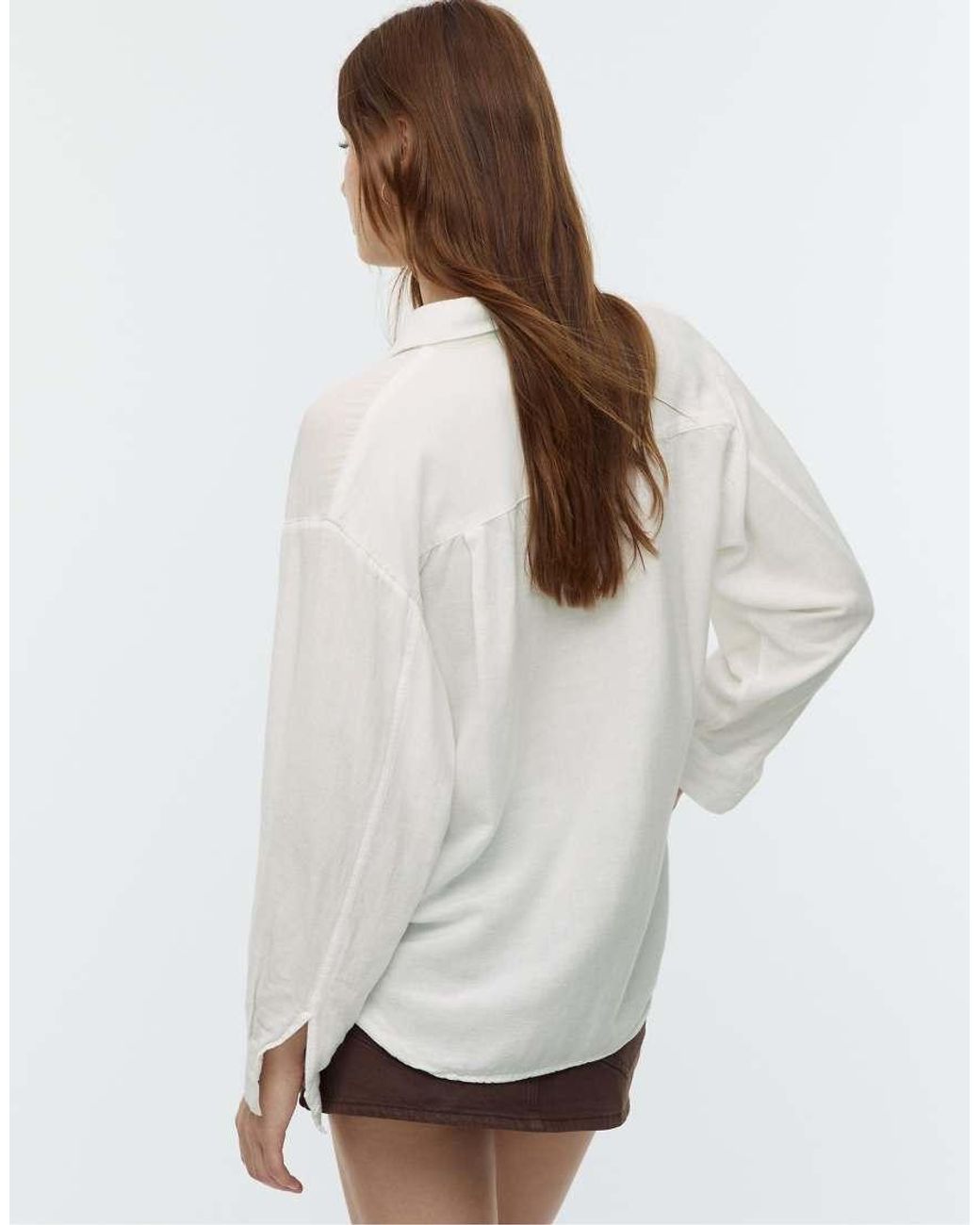 Stradivarius White Shirt With Linen