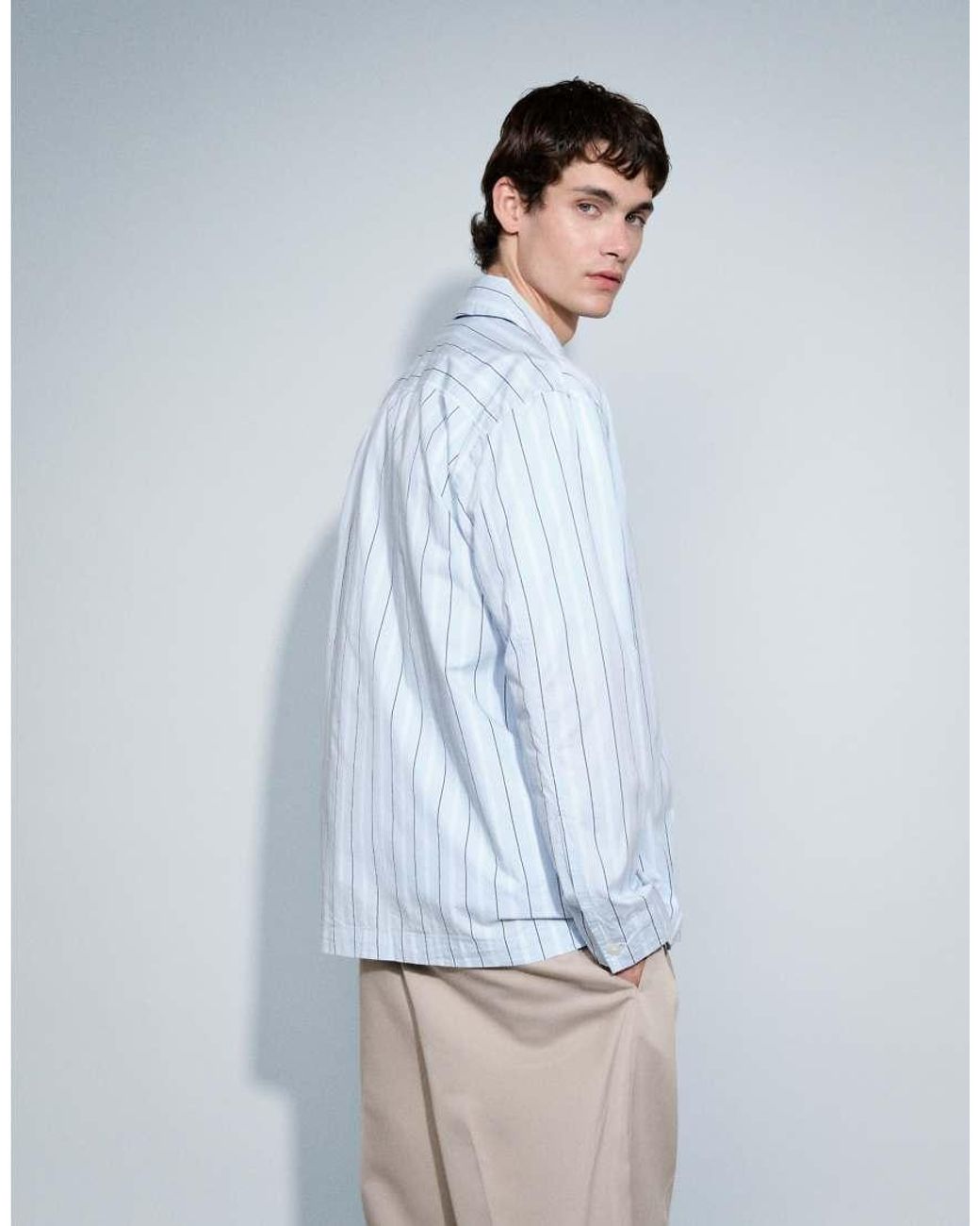 SELECTED Blue Poplin Long Sleeve Shirt for men