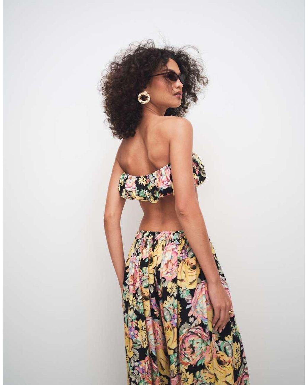 ASOS Multicolor Ruffle Hem Micro Bandeau Co-Ord