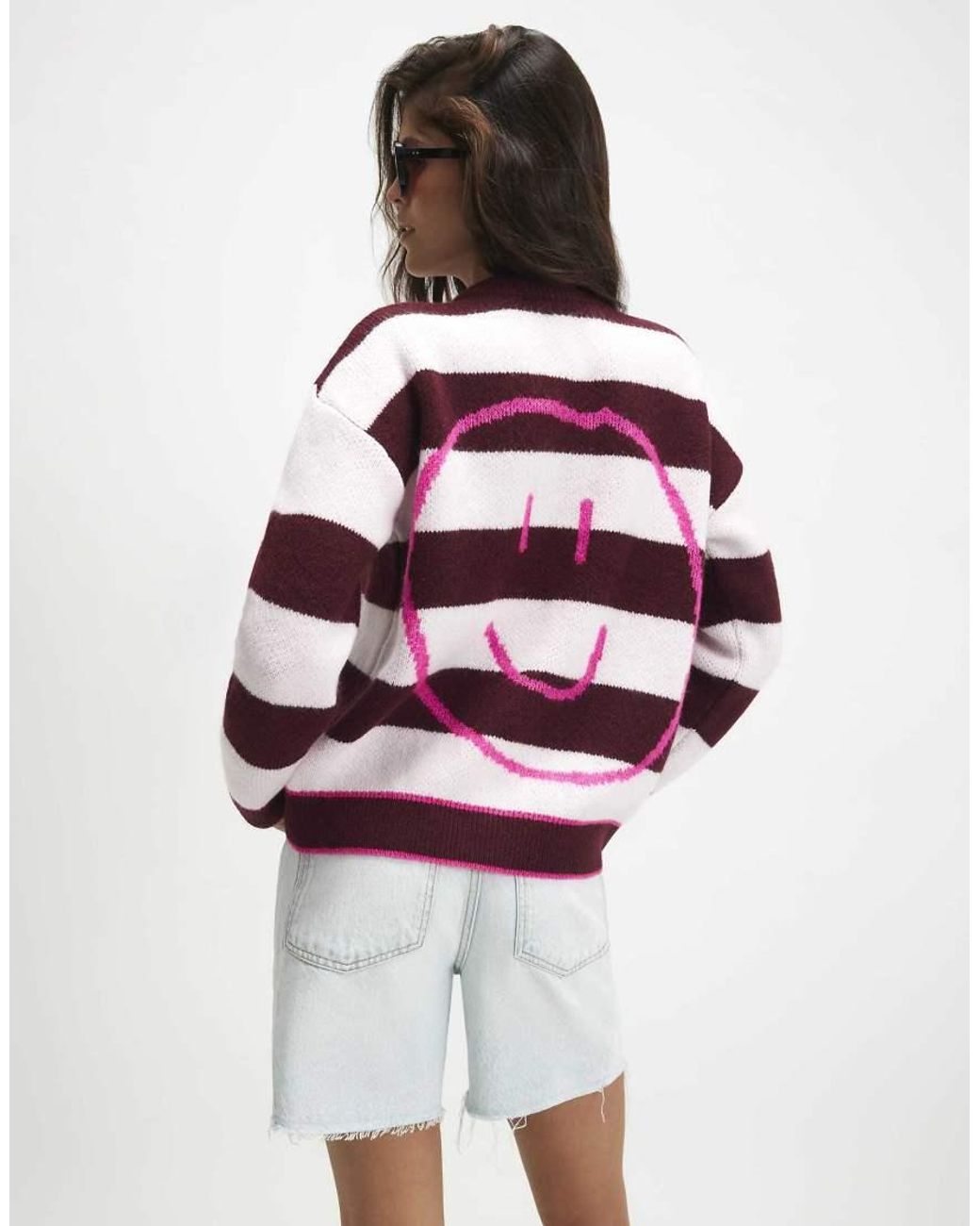 River Island Red Knitted Stripe Happy Cardigan