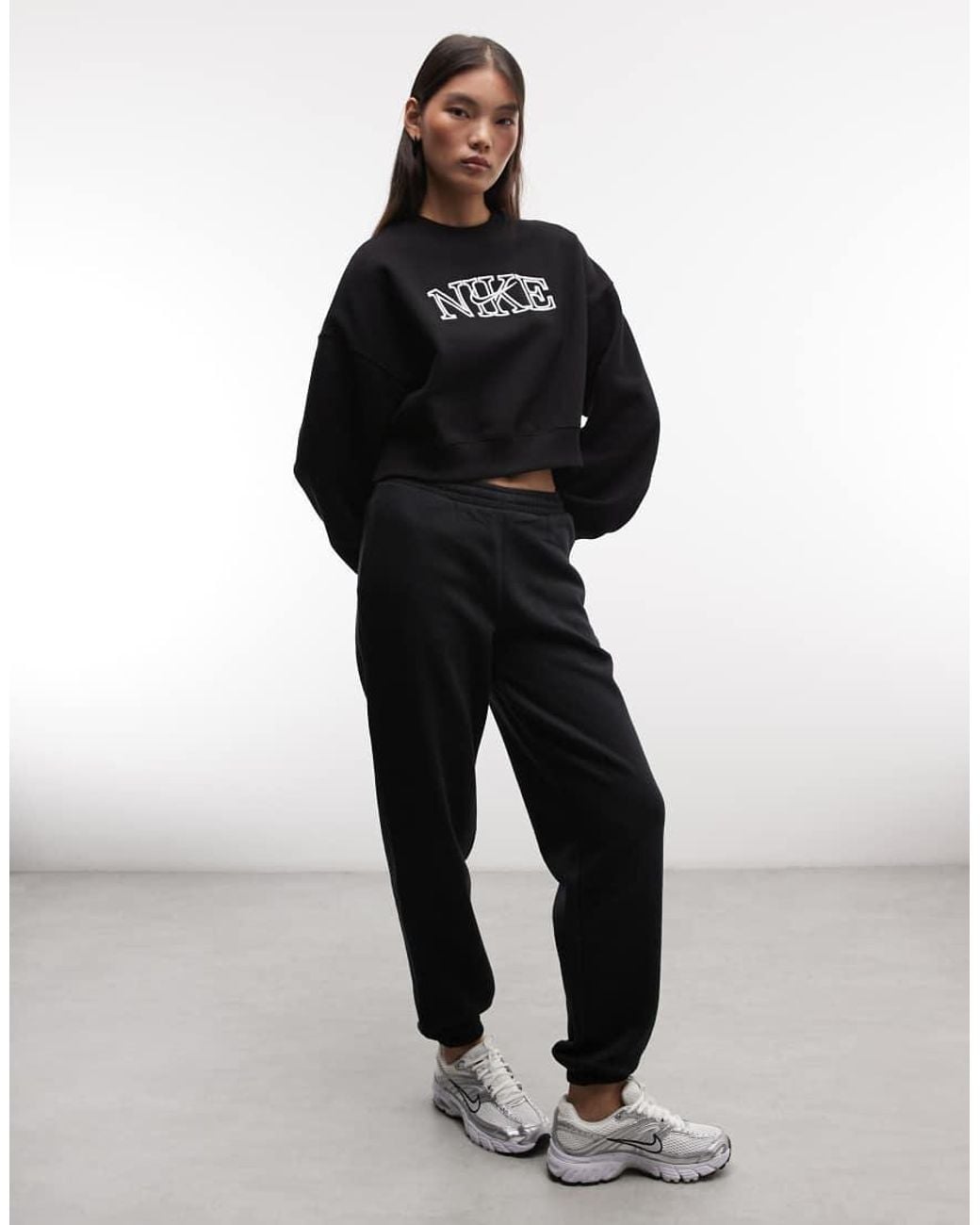 Nike Black Studio Fleece Mid-Weight Graphic Print Sweat
