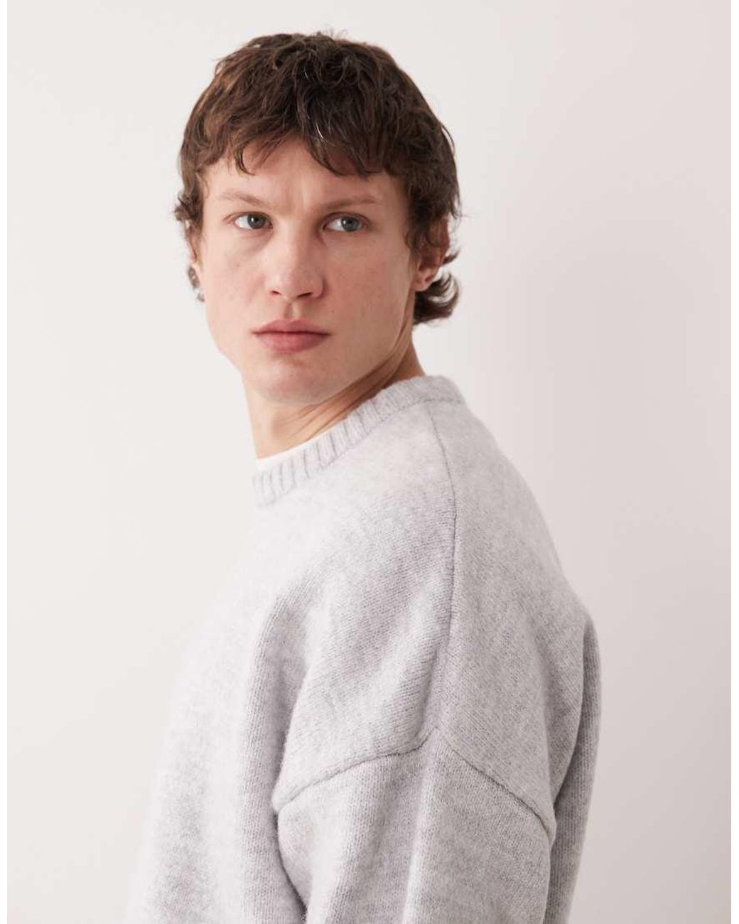 ASOS Gray Super Oversized Boxy Fit Knitted Jumper for men
