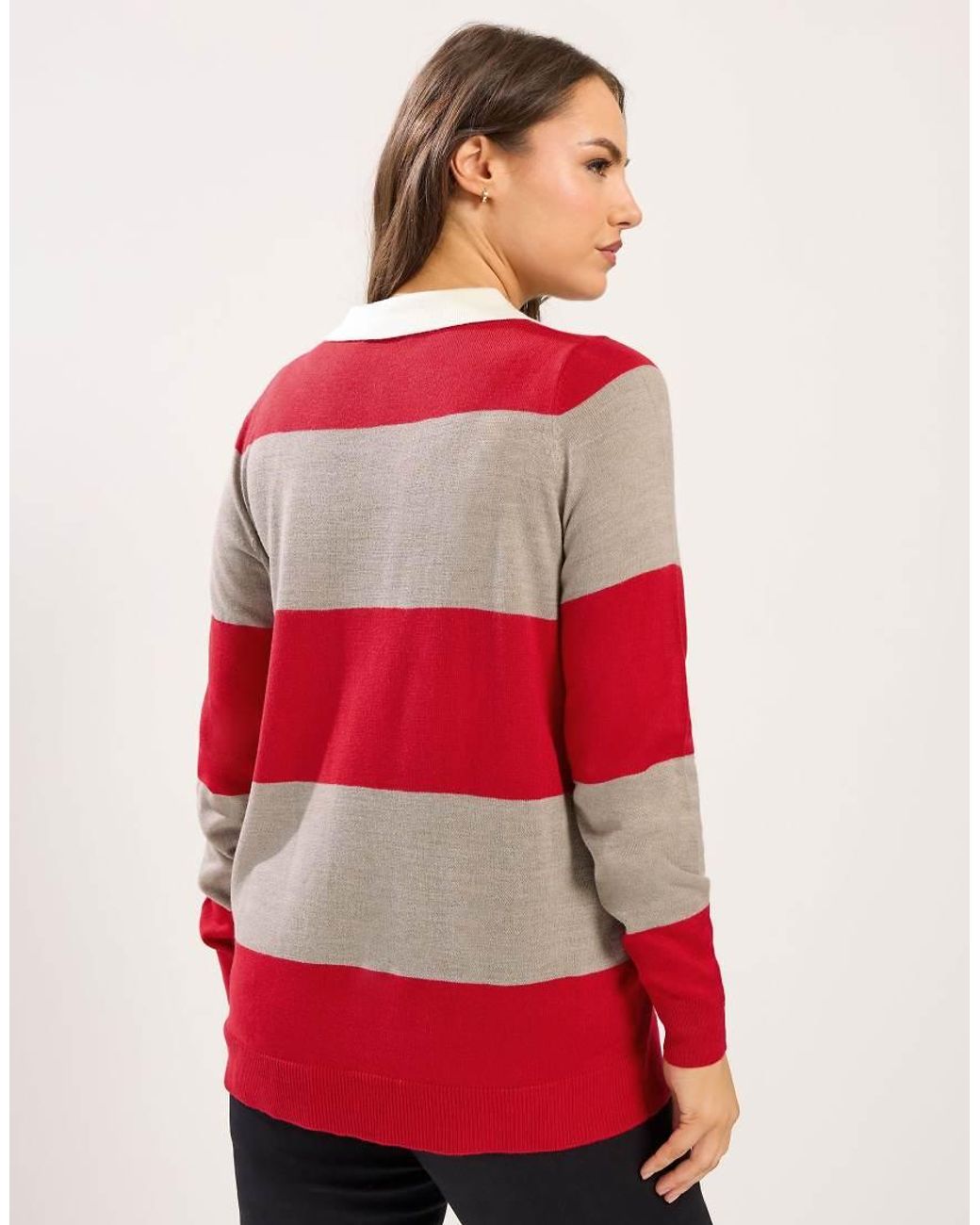 Red Roses Rugby Jumper Yours Clothing Stripe Rugby Collar Jumper in Red | Lyst UK