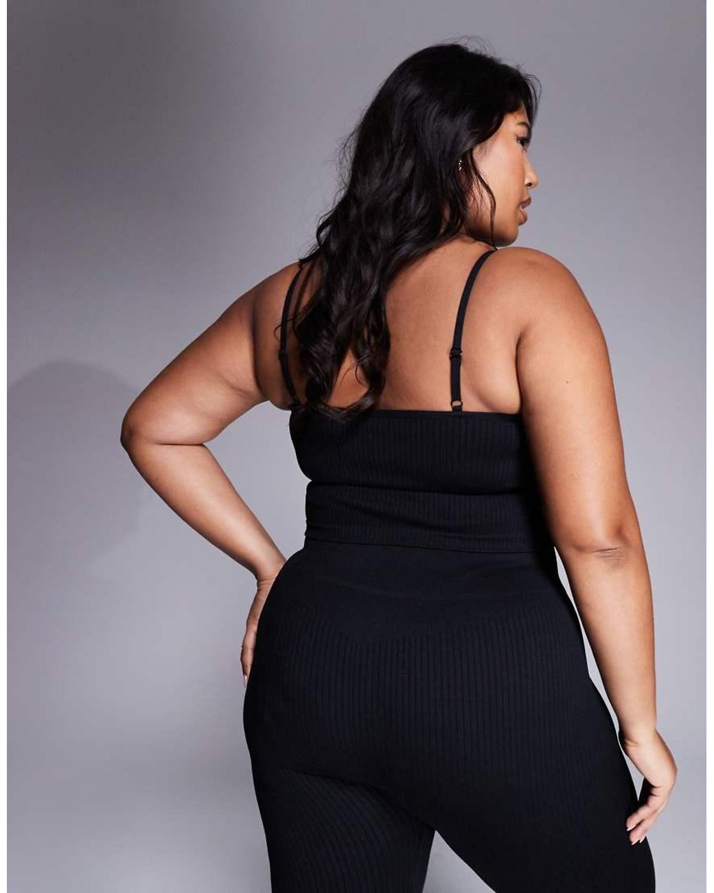 4505 Black Curve Icon Seamless Rib Yoga Vest With Inner Bra
