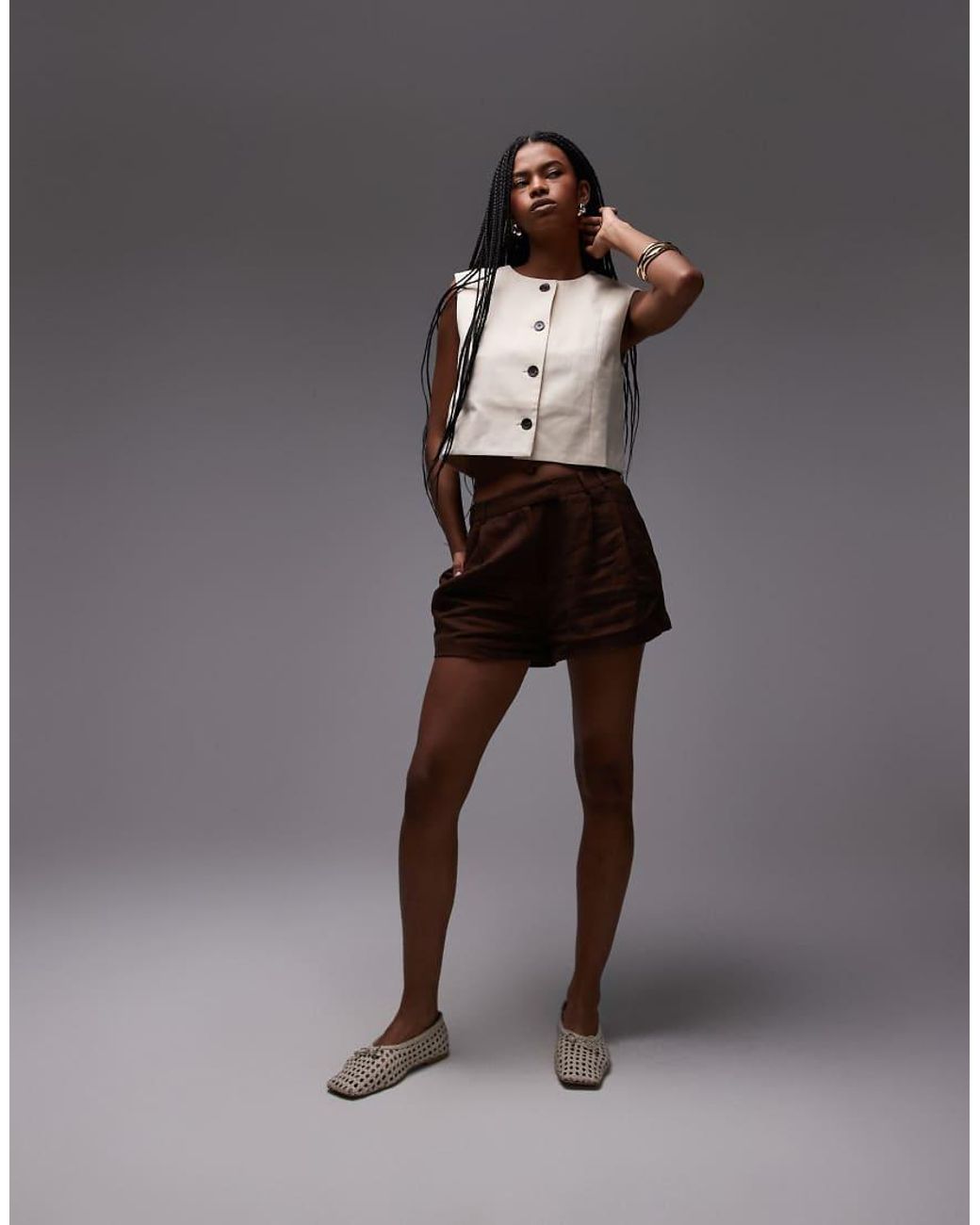 Mango Natural Round Neck Waistcoat