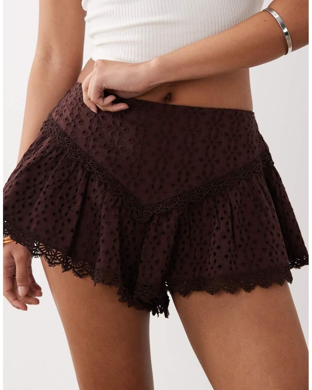 Miss Selfridge White Broderie Shorts