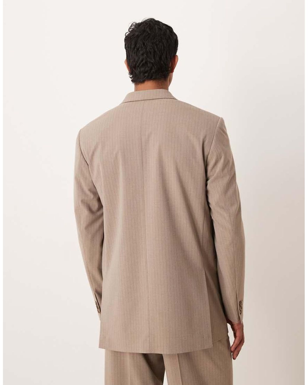 ASOS Natural Relaxed Square Shoulder Suit Jacket for men
