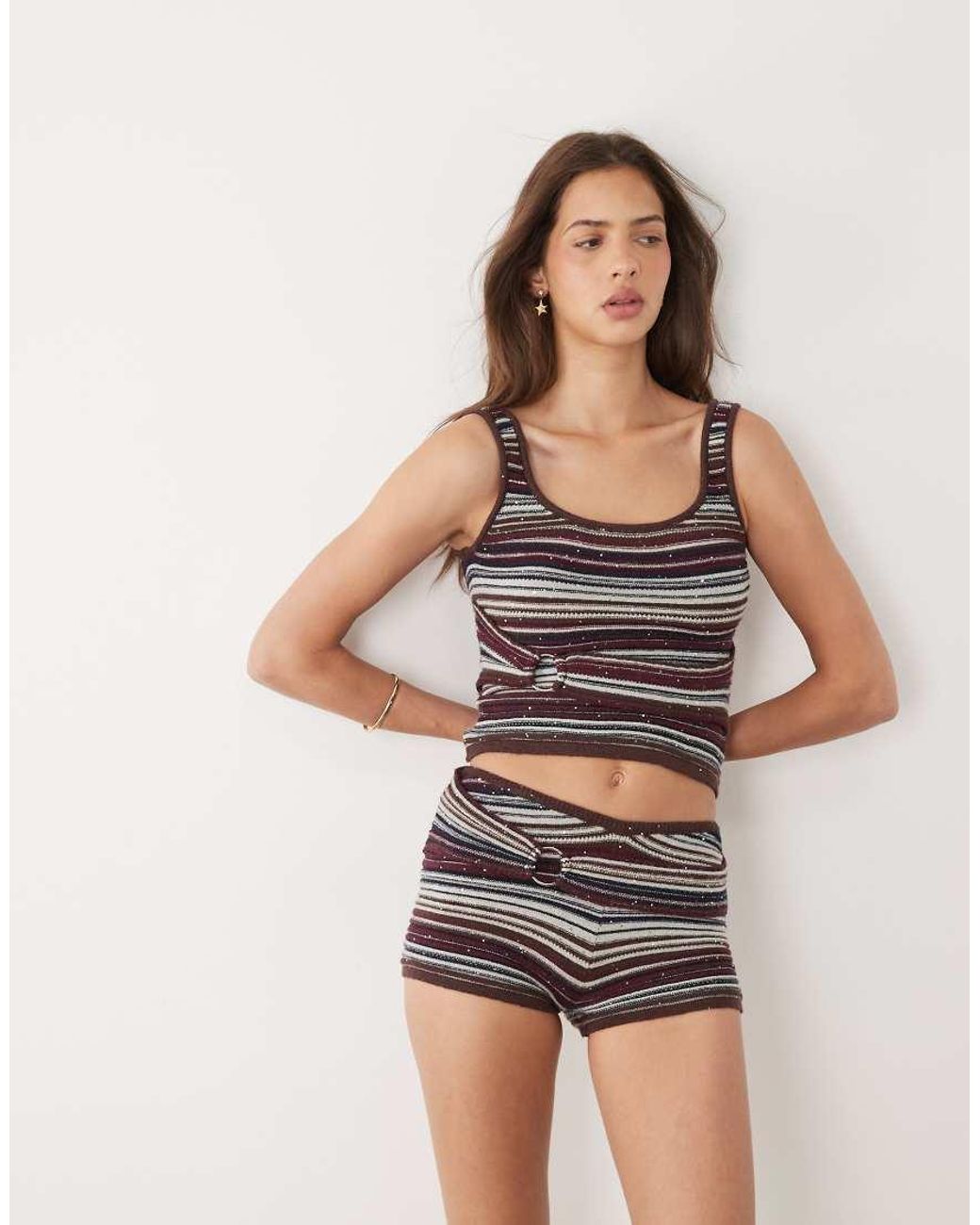 Motel White Ruvan Stripe Mini Short