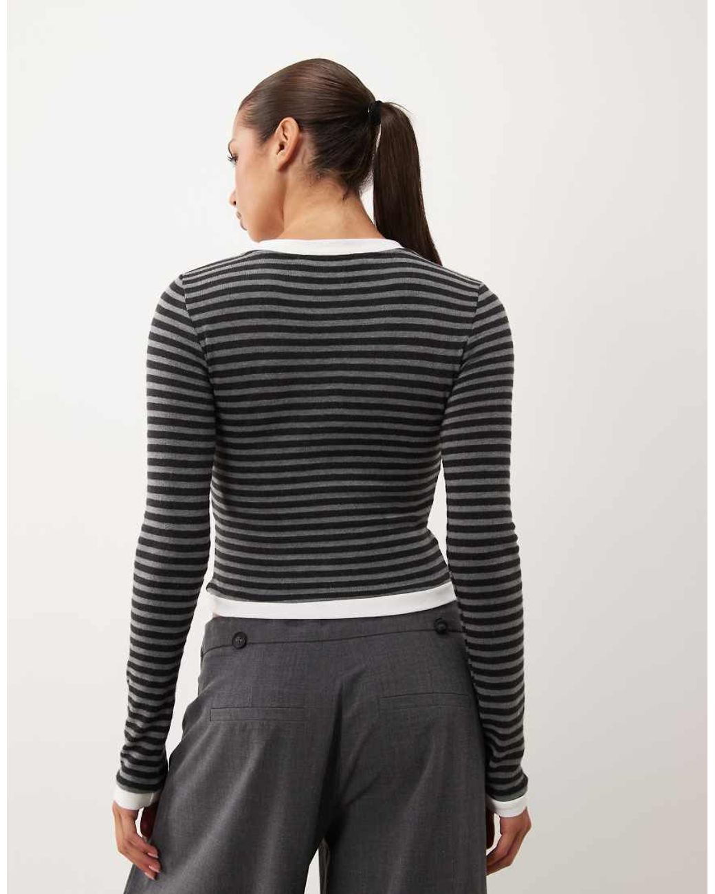 Lioness Gray Barbie V-Neck Long Sleeve Top