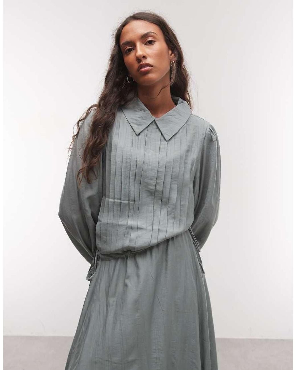 Daisy Street Gray Chuck On Asymmetric Shirt Midaxi Dress