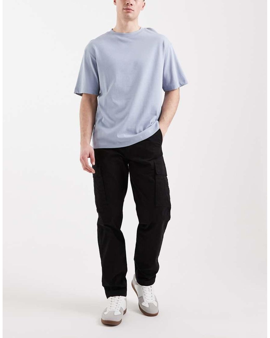 Jack & Jones Black Straight Cargo Trousers for men