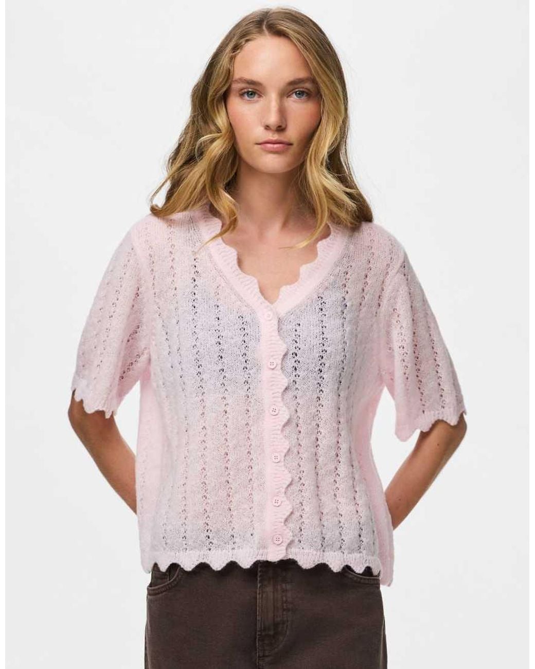 Pieces Pink Knitted Cardigan