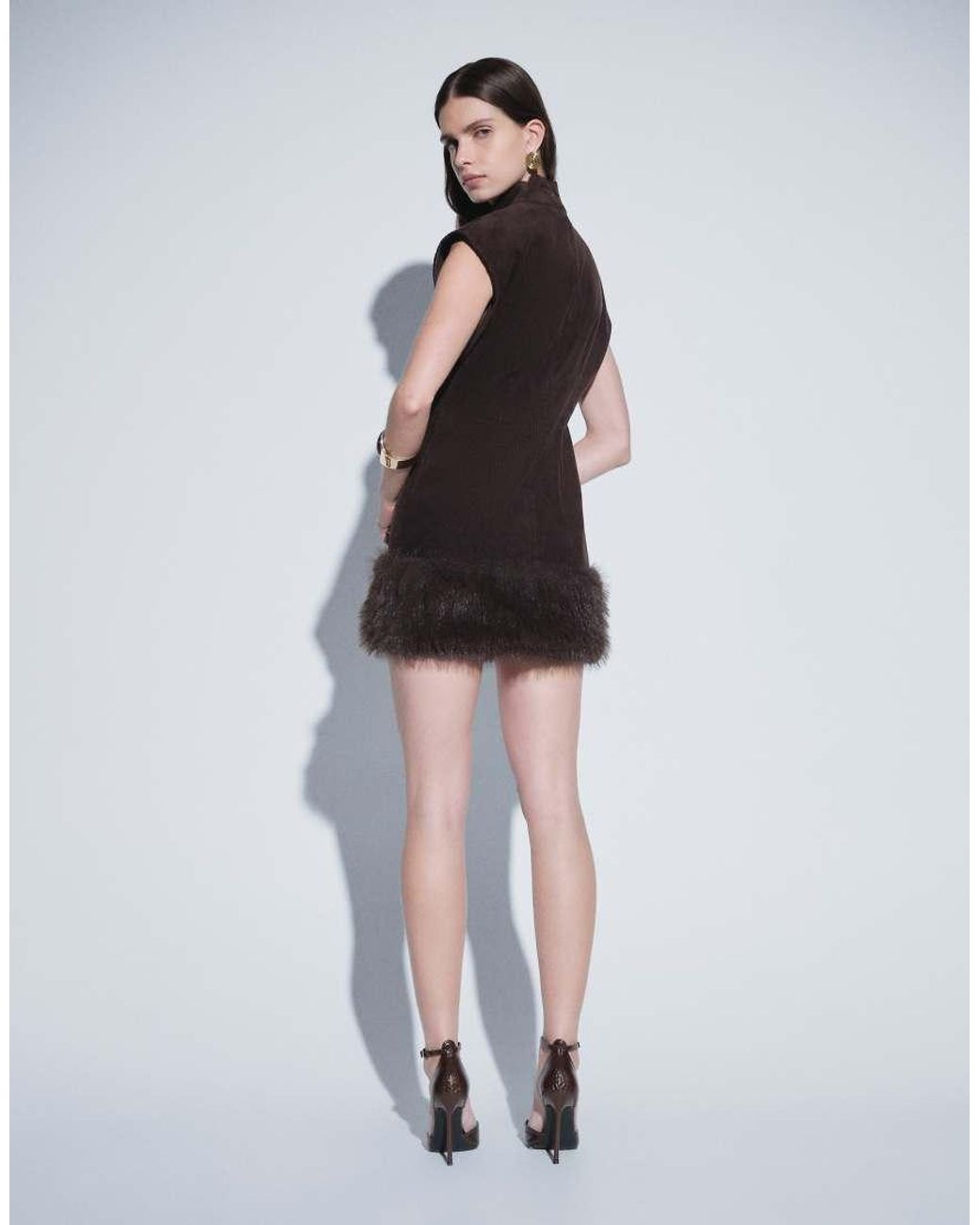 ASOS Black Fur Hem Mini Shift Dress