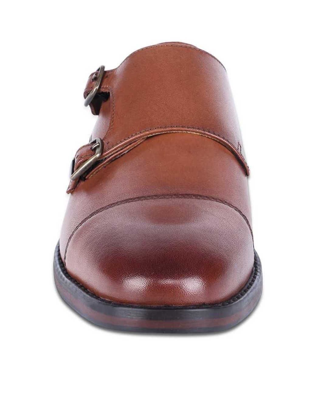 Thomas Crick Brown Aubry Leather Double Monk Strap Shoes for men