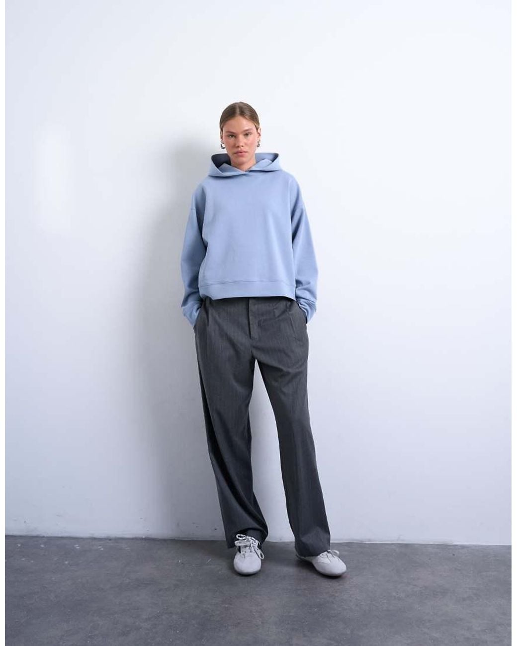 TOPSHOP Blue Premium Scuba Oversized Jean Grazer Hoodie