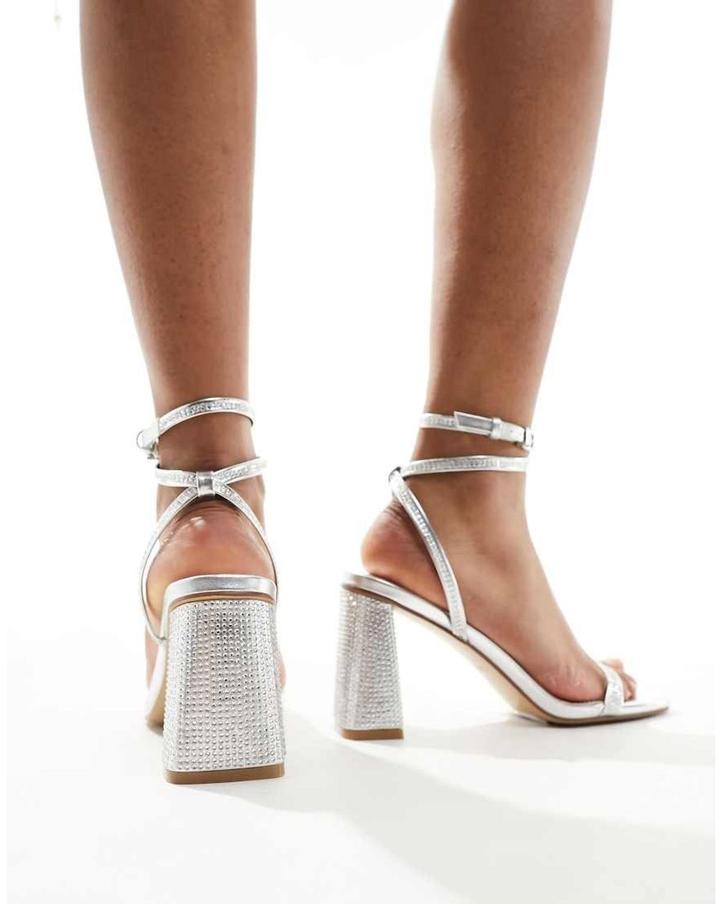 SIMMI White Simmi London Wide Fit Bolt Block Heeled Sandal