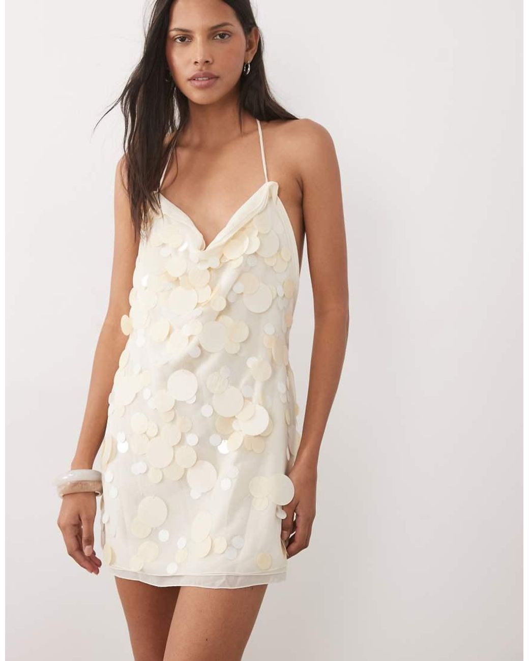Mango White Capsule Embellished Mini Dress