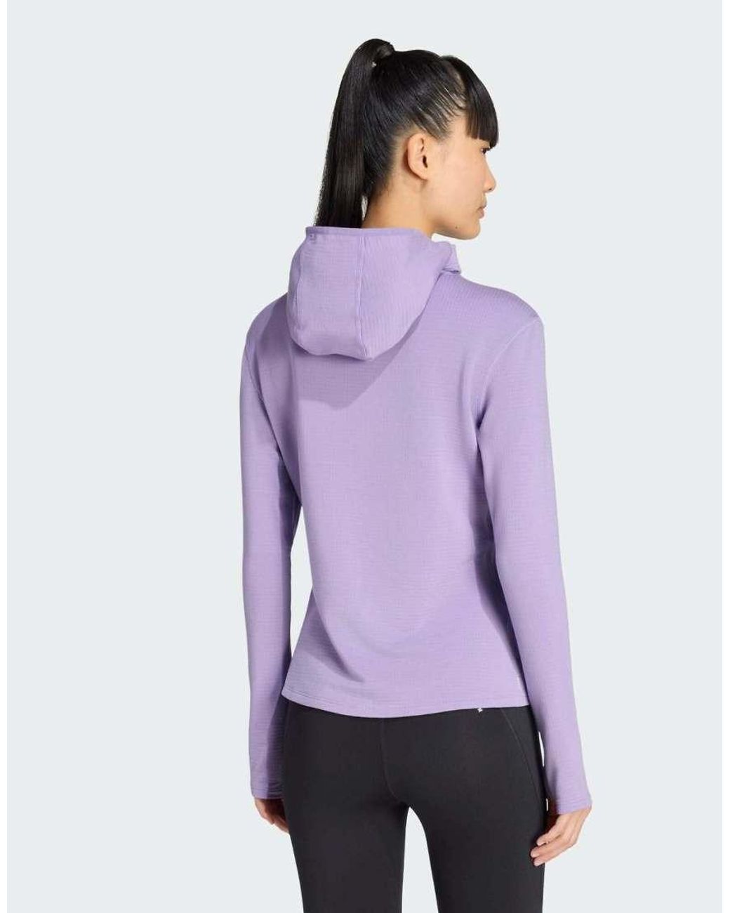 Adidas Originals Purple Adi365 Running Essentials Winterised Hooded Long Sleeve Hooded Track Top