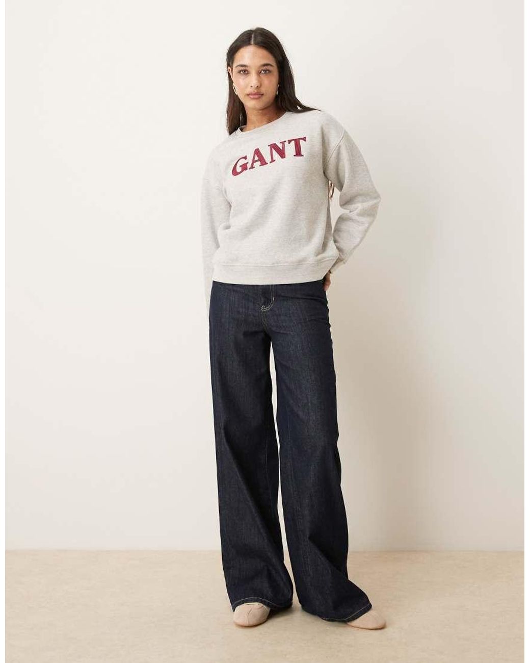 Gant Natural Graphic Logo Crew Neck Sweater
