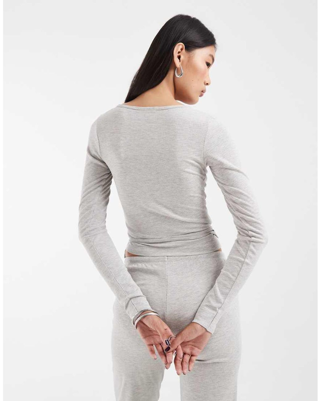 JJXX White Co-Ord Long Sleeve Wrap Top