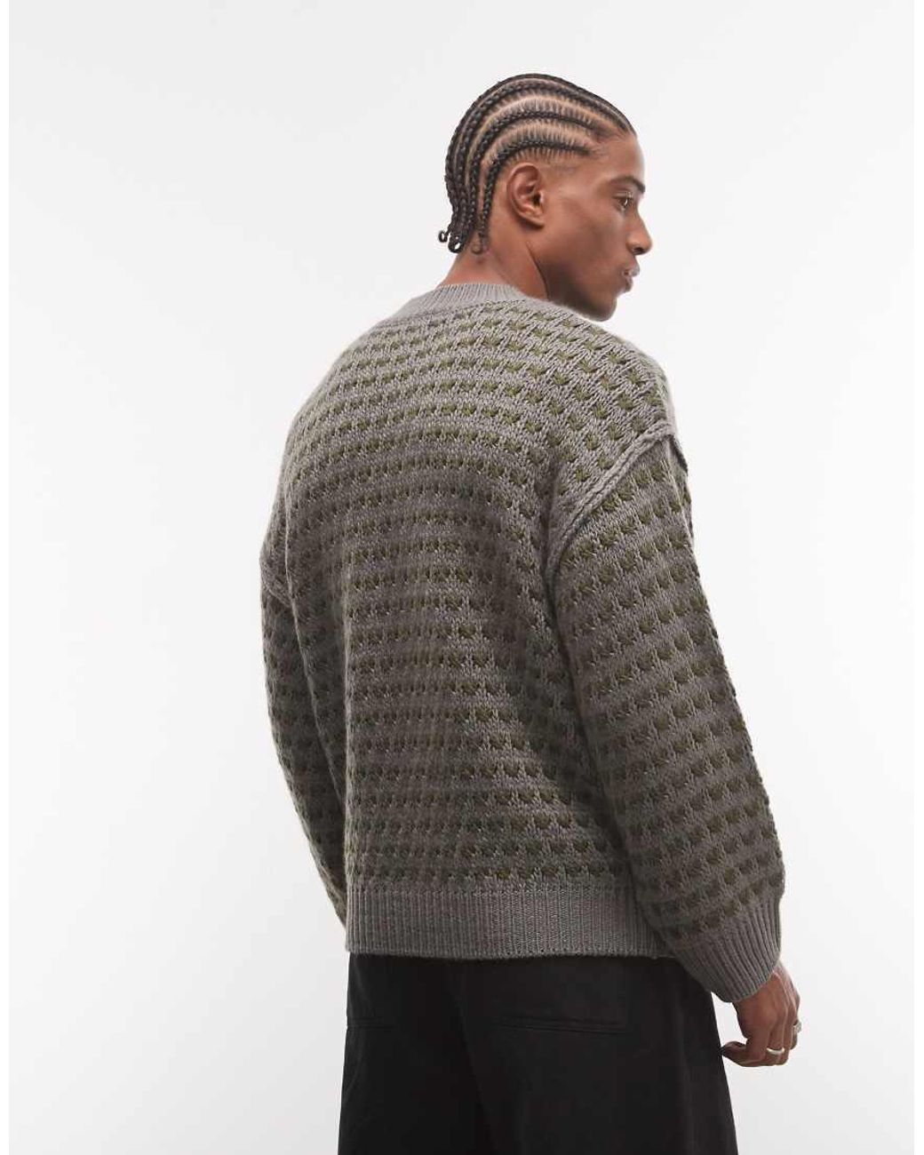 Reclaimed Vintage Gray Unisex Stitch Detail Crew Knitted Jumper