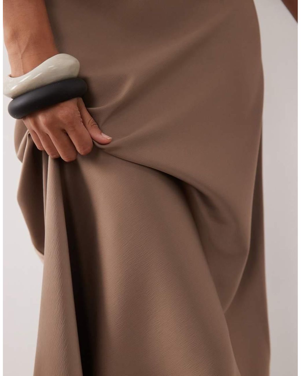 Y.A.S Natural Satin Midi Skirt