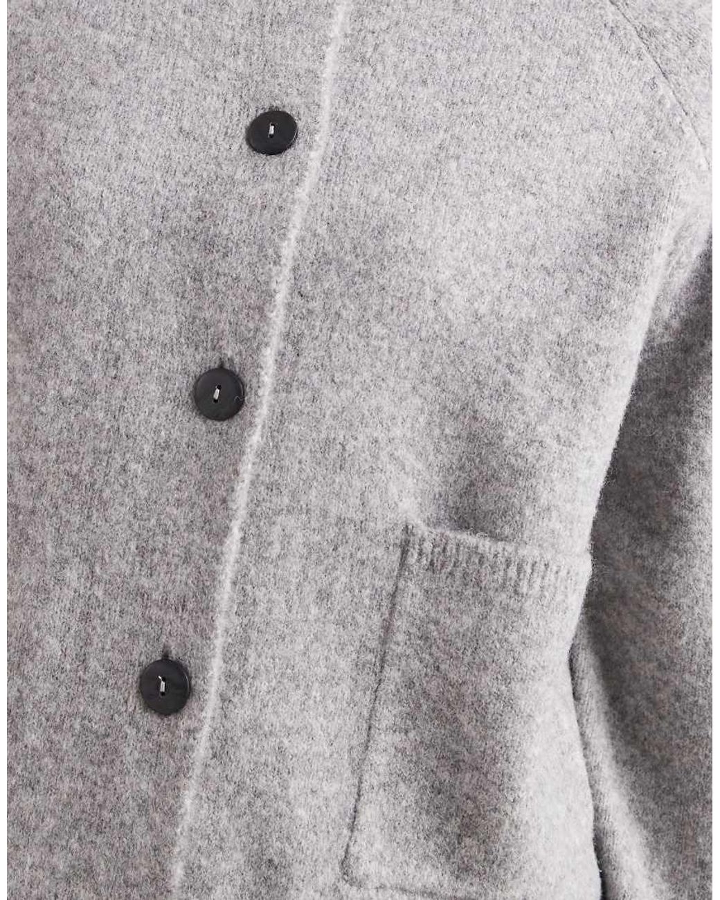 ONLY Gray Front Pocket Crew Neck Cardigan